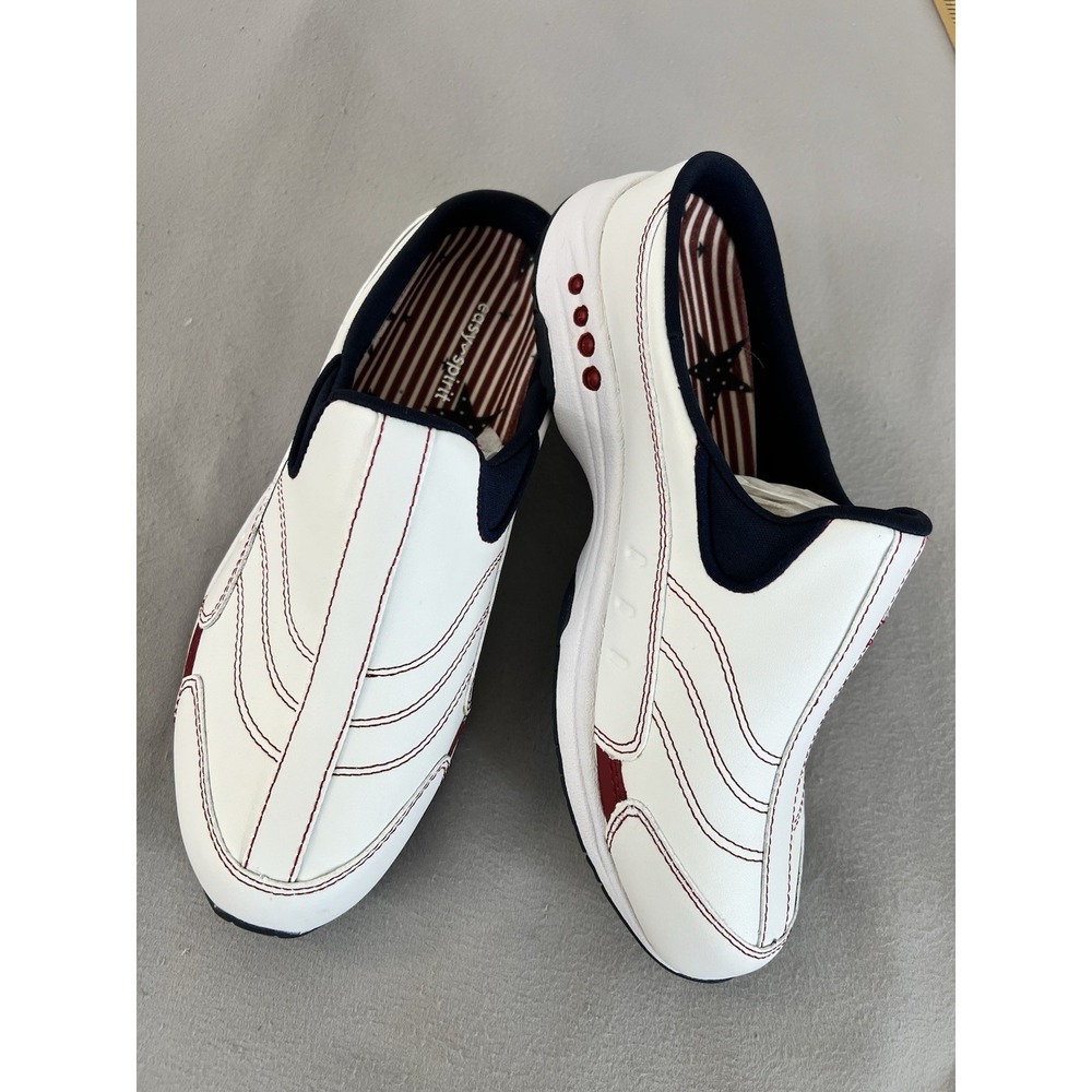 Easy Spirit Wom Travel Time Slip-on Walking Mules Size 8 White NWOB